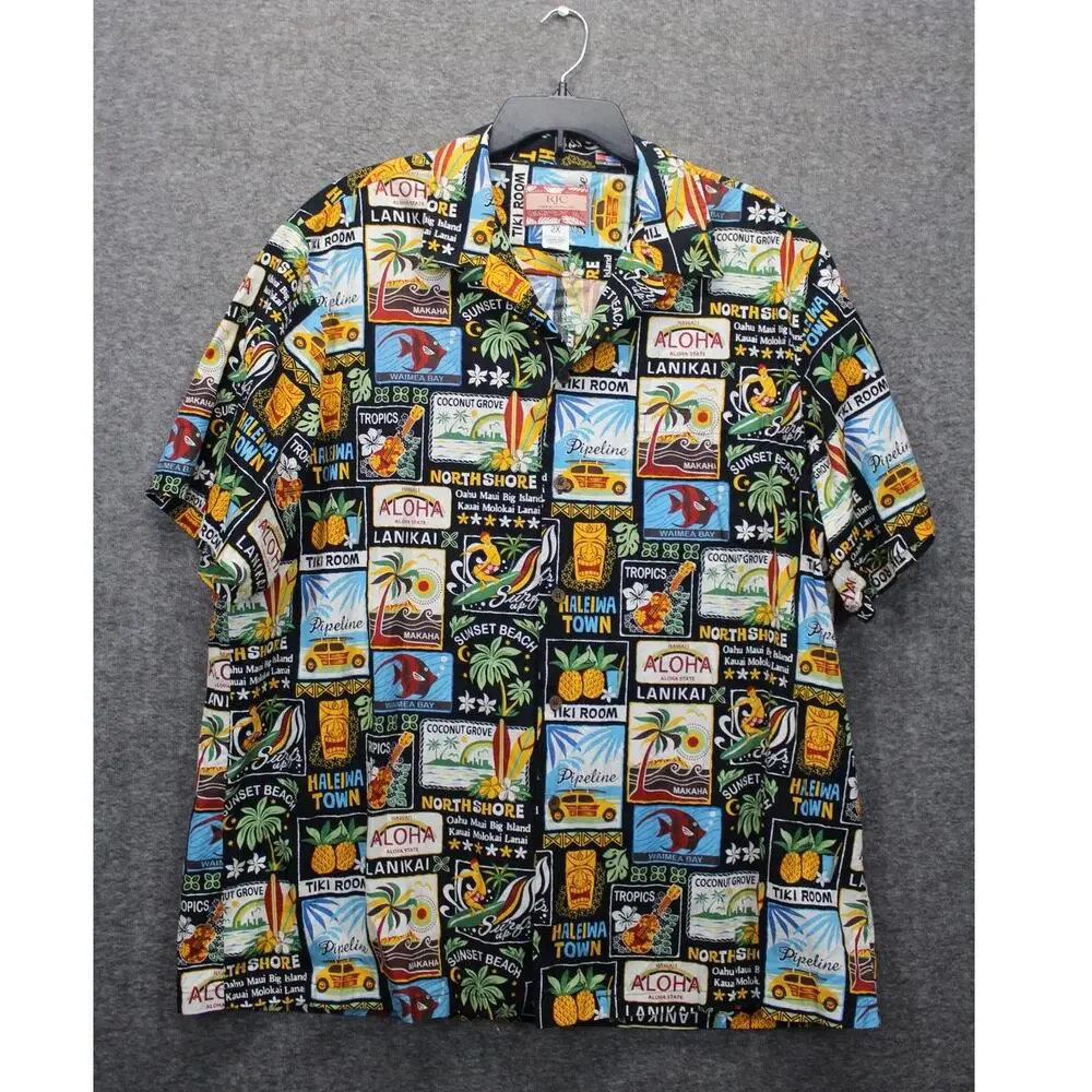 RJC 2XL Hawaiian Shirt Vintage Hawaii Haleiwa North Shore Beach Tiki Room Oahu